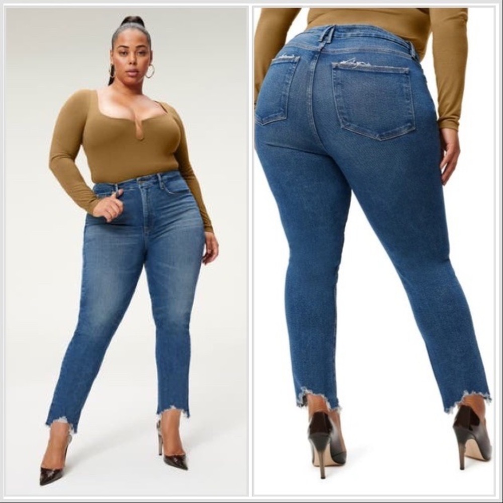 Good American Good Legs High Waist Chew Hem Ankle Cigarette Jeans sz 10/30 - Picture 2 of 9